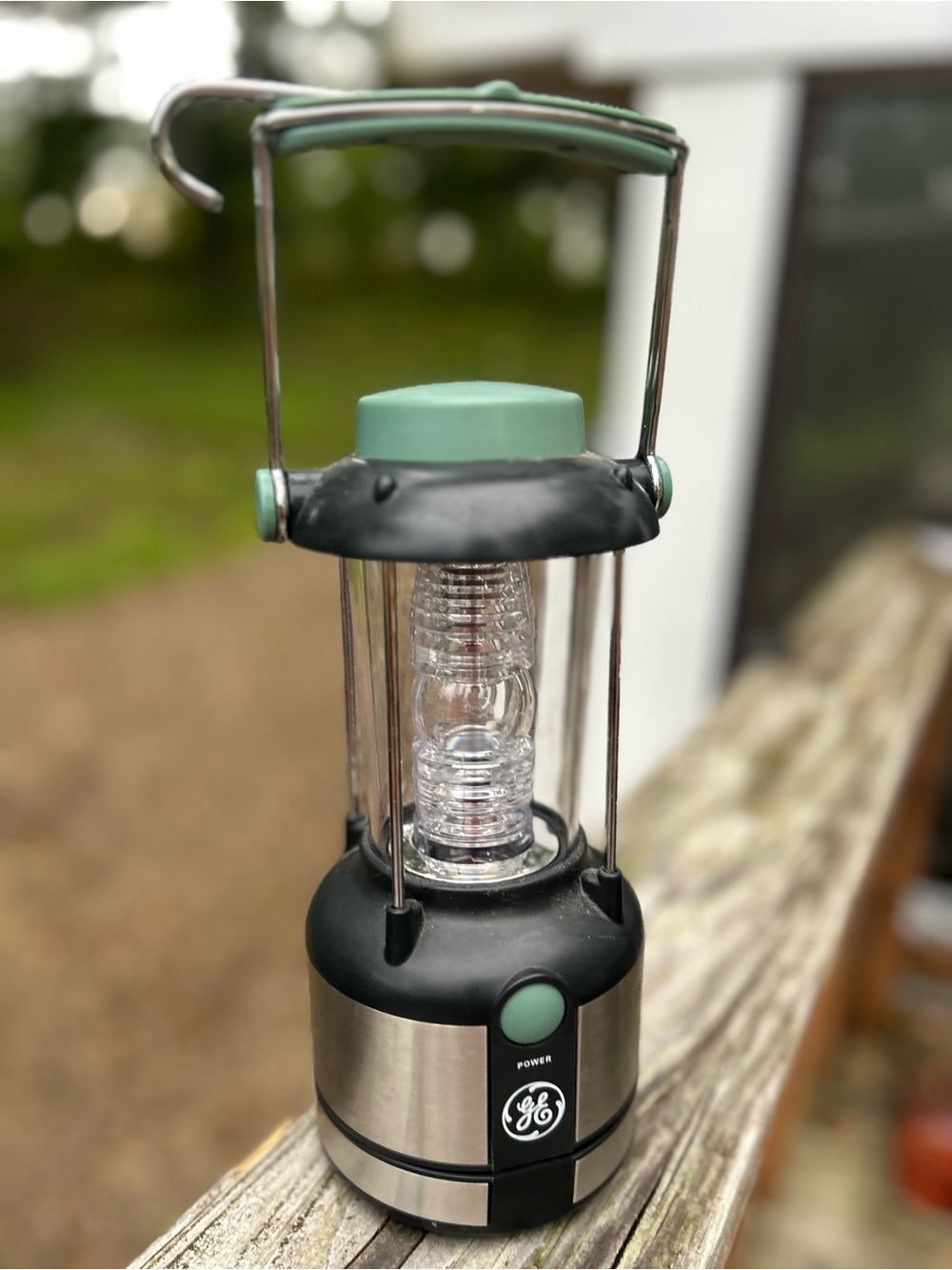 Mint Green and Stainless Steel LED Lantern - Portable Home Accent